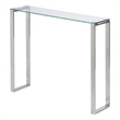 Pemberly Row Modern Narrow Clear Glass Console Table with Chrome Legs 36