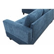 Pemberly Row L Shaped Blue Couch with Ottoman(Pillows Included) Microfiber