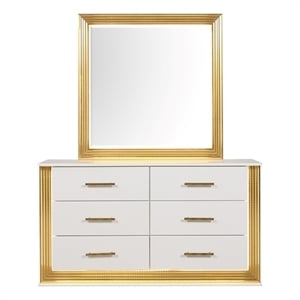 Pemberly Row Contemporary 6-Drawer Dresser Made with Wood & Gold Finish