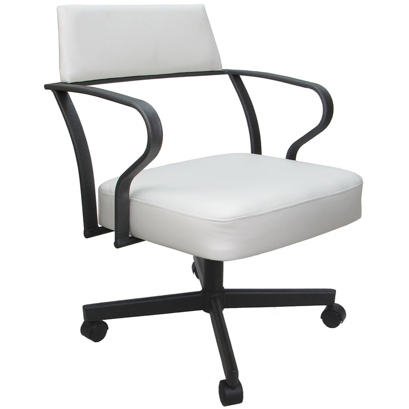 Pemberly Row Swivel Tilt Metal Dining Caster Chair - White - Gray Frame