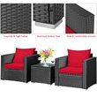 Pemberly Row 3-piece Rattan Patio Wicker Furniture Set with Cushion in Red