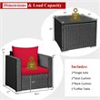 Pemberly Row 3-piece Rattan Patio Wicker Furniture Set with Cushion in Red