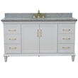 Pemberly Row 61 in. Single Wooden Vanity White with Gray Granite Oval Sink
