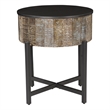 Pemberly Row Round Storage End Table made with Mango Wood in Rustic Vintage