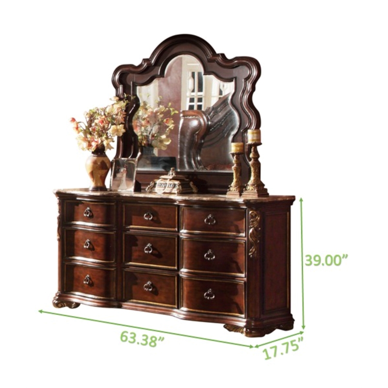 Pemberly Row Traditional Dresser made with Wood In Dark Walnut Color