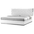 Pemberly Row Tufted Crystals Cal King Platform Bed in White/Silver Base