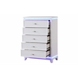 Pemberly Row Modern 5-Drawer Chest Made with Wood and LED in Milky White