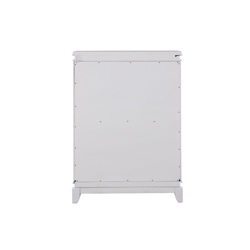 Pemberly Row Modern 5-Drawer Chest Made with Wood and LED in Milky White