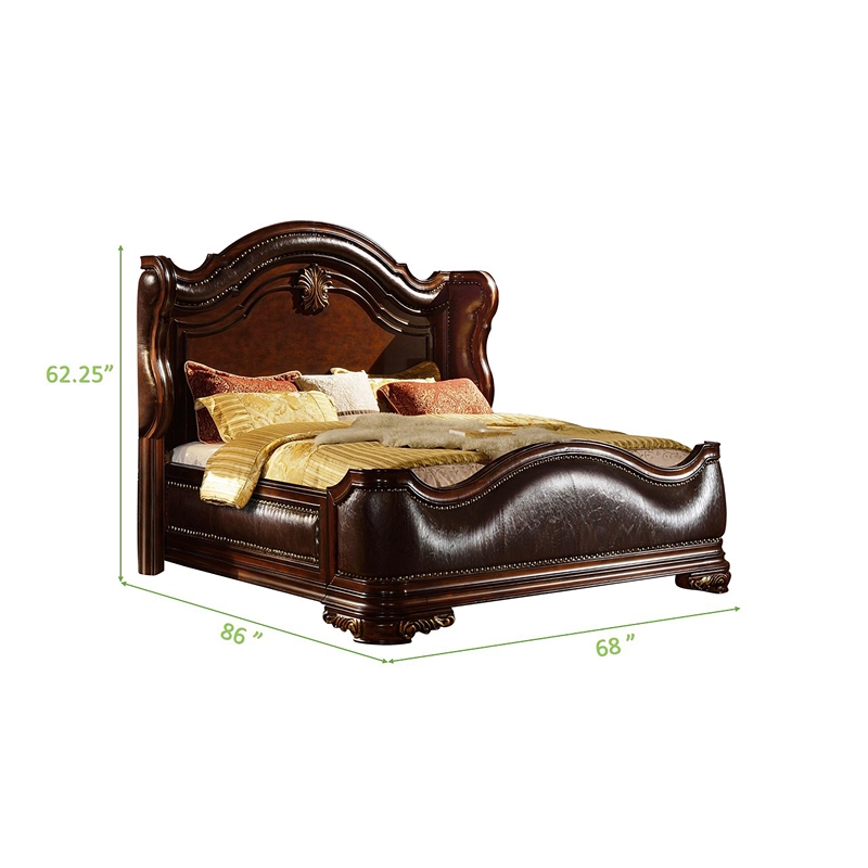 Pemberly Row Traditional Queen 5 PC Bedroom Set made with Wood in Dark Walnut