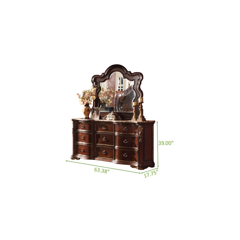 Pemberly Row Traditional Queen 5 PC Bedroom Set made with Wood in Dark Walnut