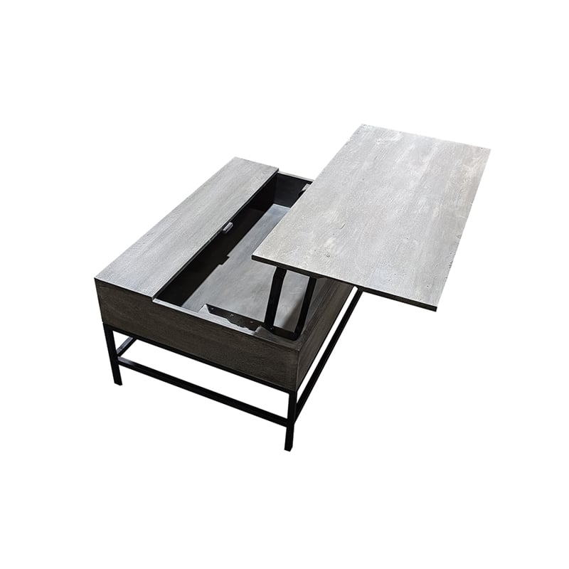 Pemberly Row Lift Top Storage Coffee Table with Natural Finish in Gray Color