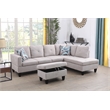 Pemberly Row L Shaped Gray Couch w/ Storage Ottoman(Pillows Included) Microfiber