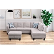 Pemberly Row L Shaped Gray Couch w/ Storage Ottoman(Pillows Included) Microfiber