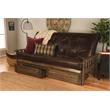 Pemberly Row Rustic Walnut Brown Queen Wood Futon Frame with Storage Drawers