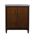 Pemberly Row Single Oval Sink Solid Wood Vanity in Walnut/Gray Granite Stone