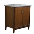 Pemberly Row Single Oval Sink Solid Wood Vanity in Walnut/Gray Granite Stone