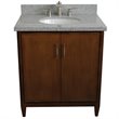 Pemberly Row Single Oval Sink Solid Wood Vanity in Walnut/Gray Granite Stone