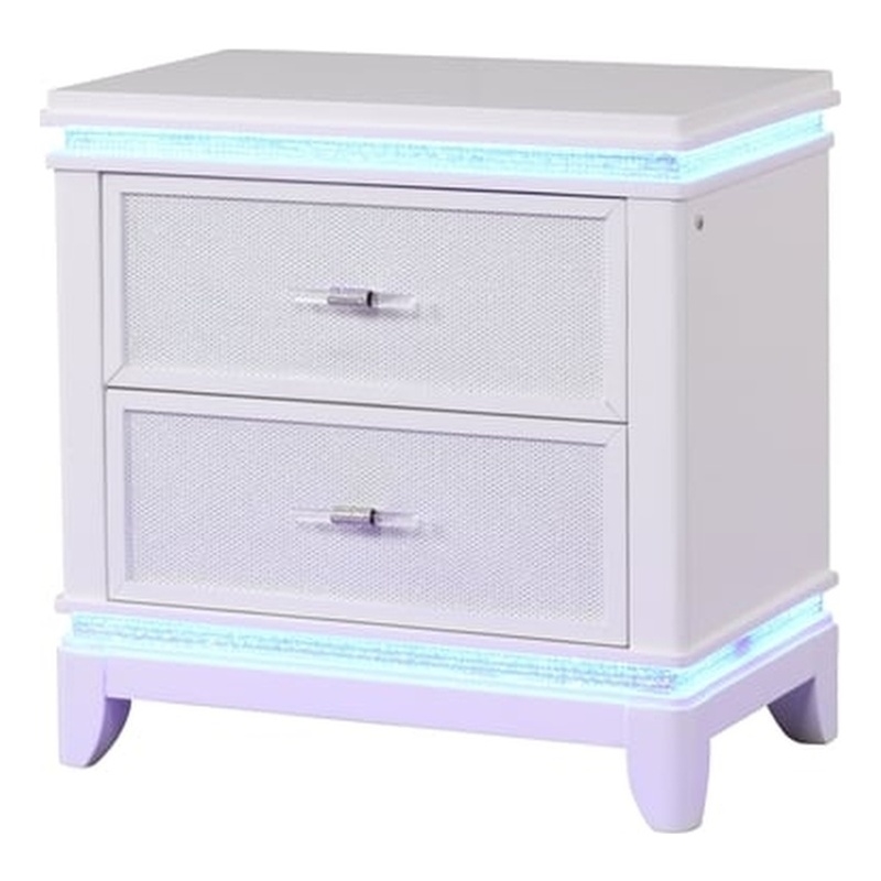 Pemberley Row Manufactured Wood Milky White Nightstand Rectangular Integrated LED Unassembled