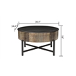 Pemberley Row Mango Wood Rustic Vintage Coffee Table Round Hidden Storage