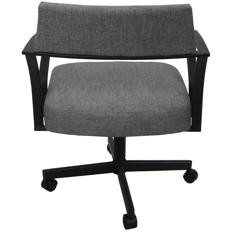 Pemberly Row Swivel Tilt Metal Dining Caster Chair - Gray fabric - Black frame