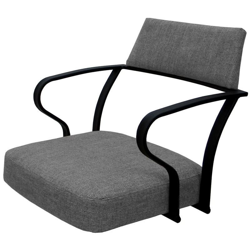 Pemberly Row Swivel Tilt Metal Dining Caster Chair - Gray fabric - Black frame