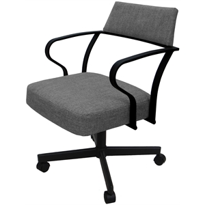 Pemberly Row Swivel Tilt Metal Dining Caster Chair - Gray fabric - Black frame