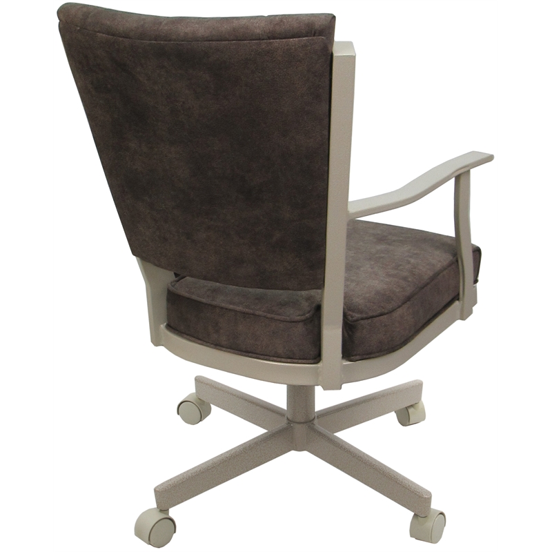 Pemberly Row Swivel Dining Caster Chair-Outlier Ash Brown Fabric -Beige Frame