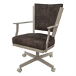 Pemberly Row Swivel Dining Caster Chair-Outlier Ash Brown Fabric -Beige Frame