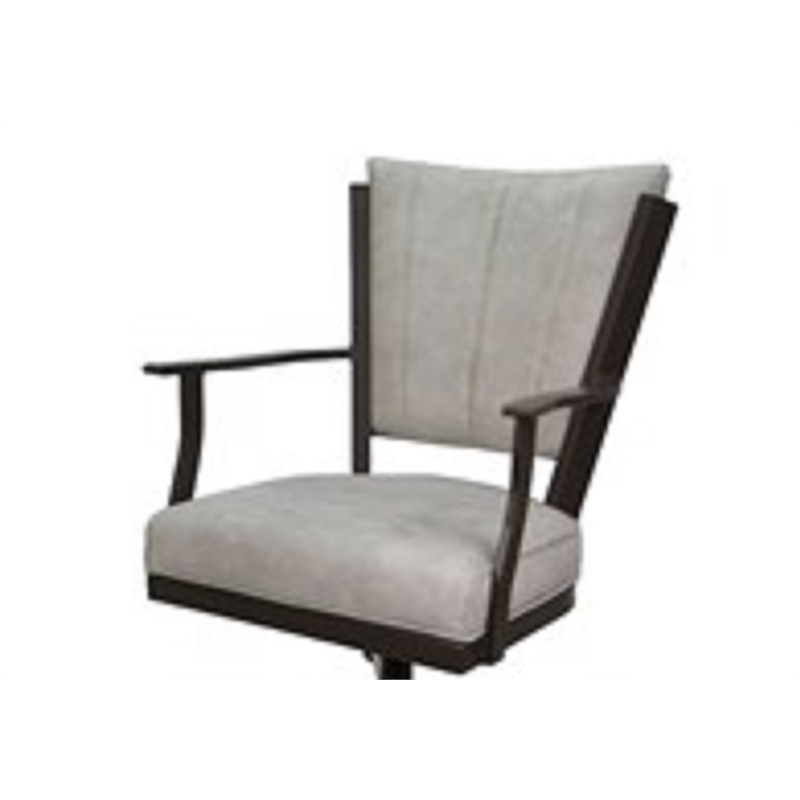 Pemberly Row Swivel Dining Caster Chair-Outlier Beige Fabric Brown Frame
