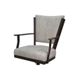 Pemberly Row Swivel Dining Caster Chair-Outlier Beige Fabric Brown Frame