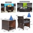 Pemberly Row 3-piece Patio Rattan/Wicker Sofas and Coffee Table in Gray Cushion