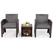 Pemberly Row 3-piece Patio Rattan/Wicker Sofas and Coffee Table in Gray Cushion