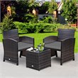 Pemberly Row 3-piece Patio Rattan/Wicker Sofas and Coffee Table in Gray Cushion