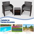 Pemberly Row 3-piece Patio Rattan/Wicker Sofas and Coffee Table in Gray Cushion