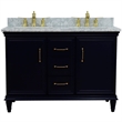 Pemberly Row 49 in. Double Wooden Vanity Blue with White Carrara Rectangle Sink