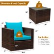 Pemberly Row 3Pcs Contemporary Rattan Patio Furniture Set w/ Cushions-Turquoise