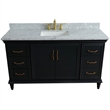 Pemberly Row Single Wooden Vanity Gray White Carrara Marble Rectangle Sink