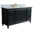 Pemberly Row Single Wooden Vanity Gray White Carrara Marble Rectangle Sink