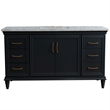 Pemberly Row Single Wooden Vanity Gray White Carrara Marble Rectangle Sink