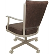 Pemberly Row Swivel Dining Caster Chair- Whiskey Brown Fabric-Beige Frame