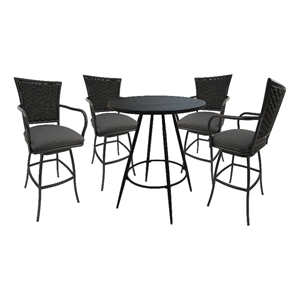 Pemberly Row Outdoor/Indoor Pub Set-30&quot Gray Linen Fabric-Black Frame