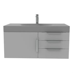 Pemberly Row 36&quot Soild Surface Bath Gray Vanity Set - Gray Top In Brushed Nickel