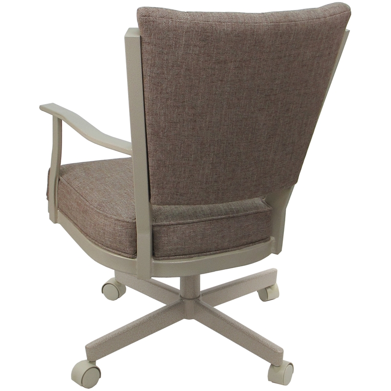 Pemberly Row Swivel Metal Dining Caster Chair - Basin Beige Fabric - Beige Frame