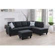 Pemberly Row L Shaped Black Gray Couch with Ottoman(Pillows Included) Microfiber