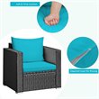 Pemberly Row 3-piece Rattan Patio Wicker Furniture Set with Cushion in Turquoise