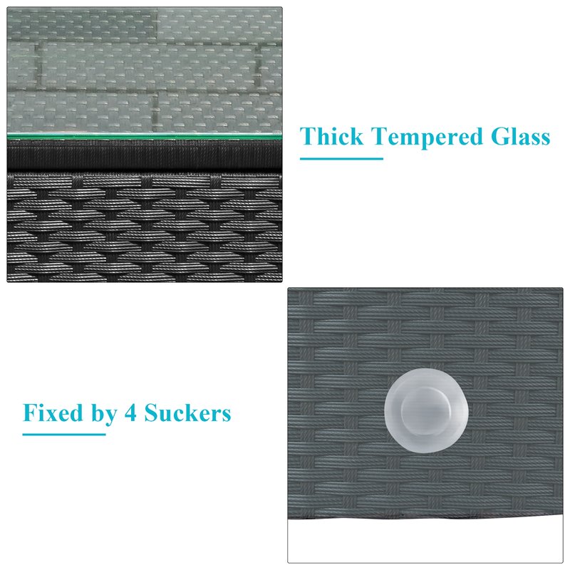 Pemberly Row 3-piece Rattan Patio Wicker Furniture Set with Cushion in Turquoise