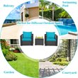 Pemberly Row 3-piece Rattan Patio Wicker Furniture Set with Cushion in Turquoise