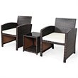 Pemberly Row 3-piece Patio Rattan/Wicker Sofas and Coffee Table in White Cushion