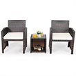 Pemberly Row 3-piece Patio Rattan/Wicker Sofas and Coffee Table in White Cushion