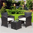 Pemberly Row 3-piece Patio Rattan/Wicker Sofas and Coffee Table in White Cushion